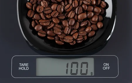 cafecolombia, keukenweegschaal om uw koffie af te wegen